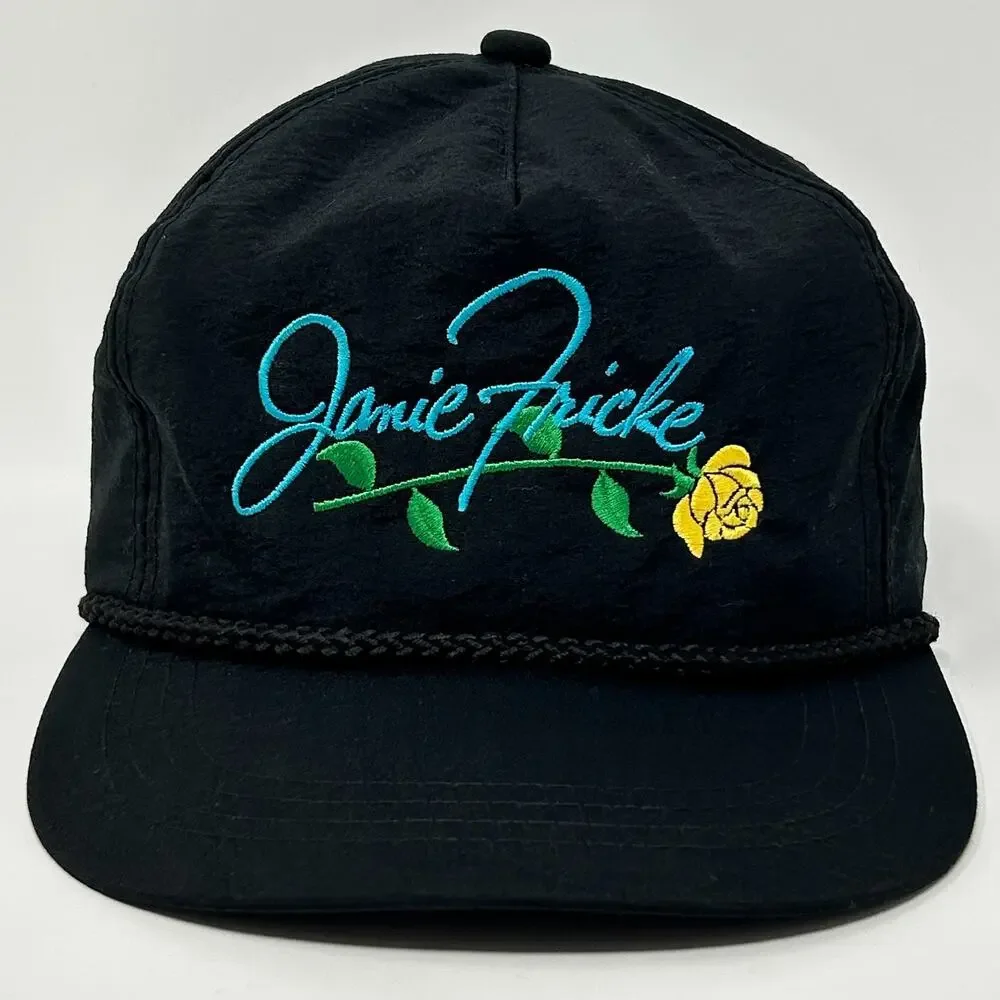 Vintage 80s Janie Fricke Hat Baseball Cap Country Western Music Snapback Black